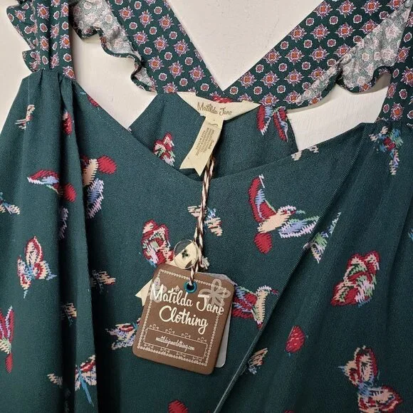 NEW Matilda Jane Evergreen Dream Jumpsuit‎ Women's S Green Floral NWT - Picture 9 of 15